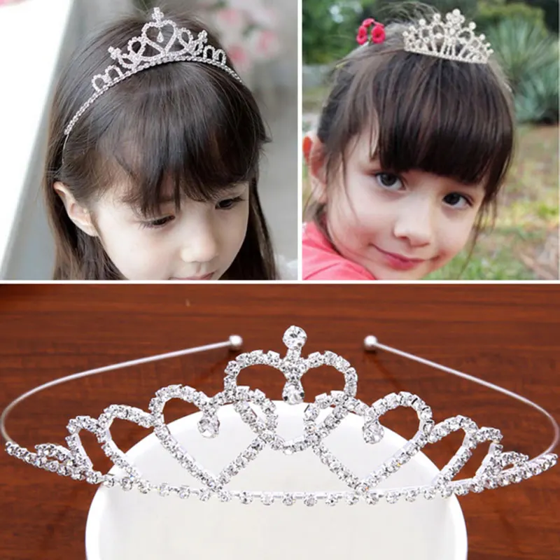 

M MISM Summer Style Kids Princess Crown Hair band Sweet Accessories Rhinestone Twinkling Headband Hair Hoop For Party