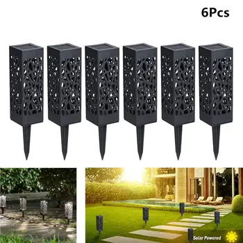 

6Pcs Beautiful Hollow Waterproof Solar Powered Lamps Lawn Lighting For Gargen Decor Path Street LED Light