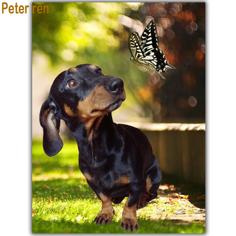 

Peter ren DIY Diamond embroidery animal Crafts gifts Diamond painting Full square Diamond mosaic with picture Germany Dachshund