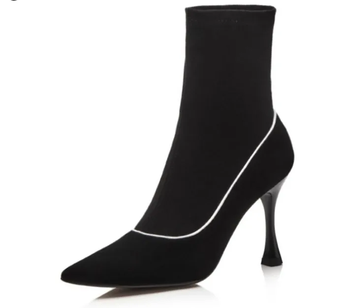 

High heels suede Ankle Boots for women pointed toe sock Shoes girls spring Fall candy color Botines Mujer 2018 Women Pumps