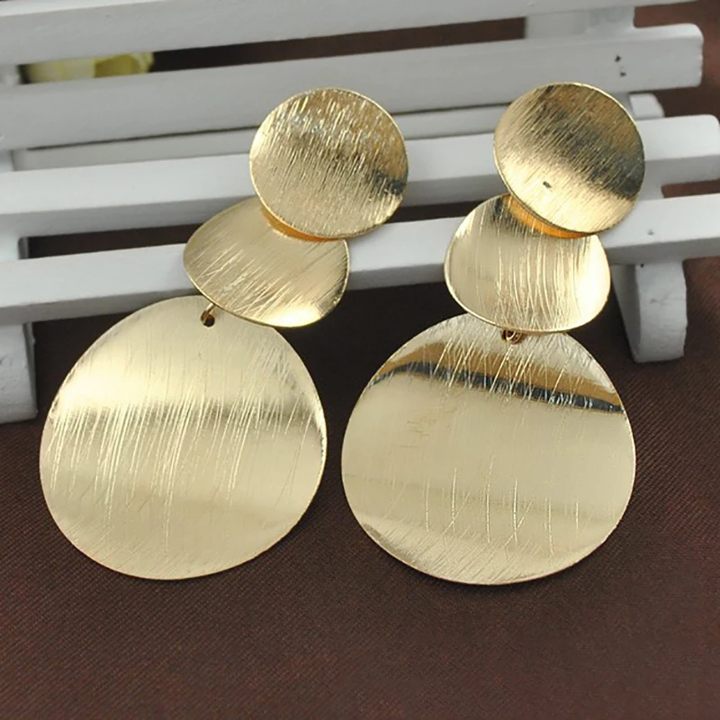 Iron Sheet Metal Drop Earrings For Women Metal Long Dangle Earrings For