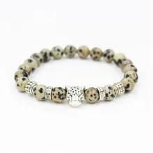 Натуральный камень макулярный точечный сплав леопардовая голова энергии эластичные силы бусины Фенечка украшения