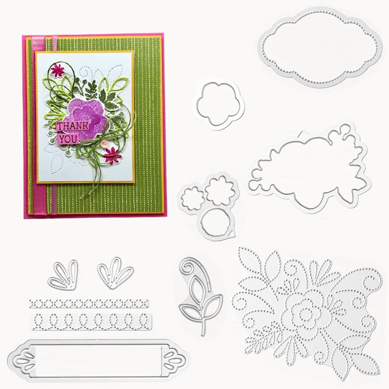 

11PCS Needle & Thread Metal Cutting Dies Stamp Stencil for DIY Scrapbooking Photo Album Embossing Decorative Craft Die