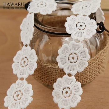 

50yard white lace fabric ribbon wedding festival gift trim baby shower home decoration milk silk water-soluble embroidery laces
