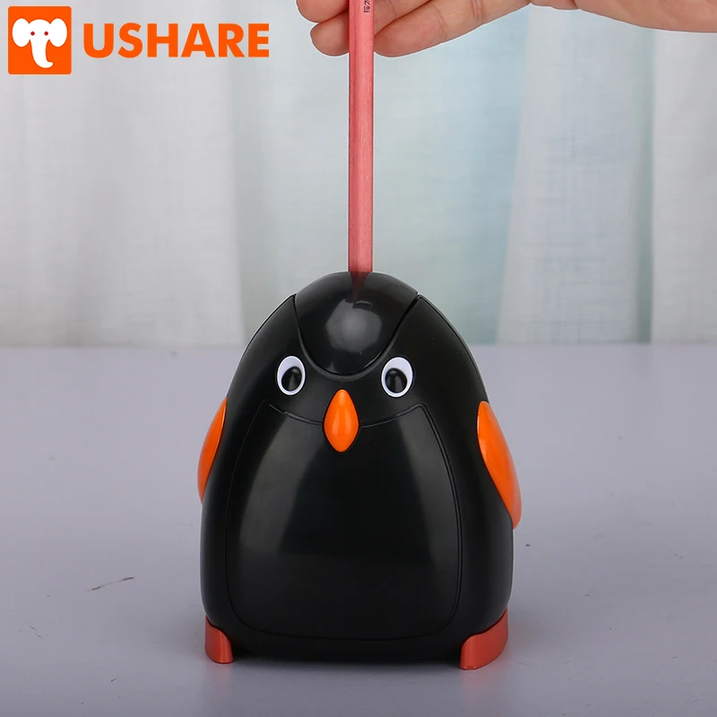 USHARE электрическая точилка для карандашей батарея Автоматическая Kawaii Penguin точилки для карандашей для детей офисные аксессуары Школьные