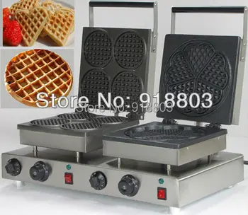 

Free Shipping to USA/Canada/Japan Doulbe-Head 110v Electric Round Waffle + Heart Shape Waffle Maker Machine Baker
