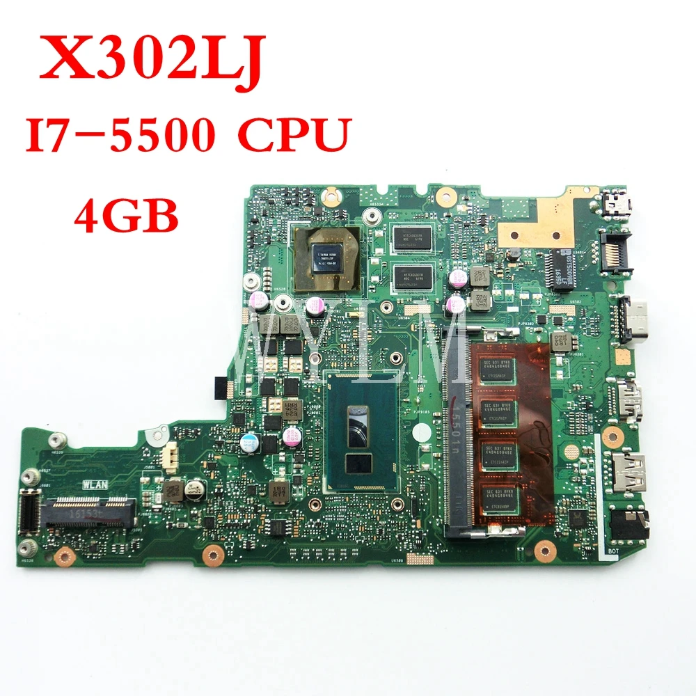 Greatest  X302LJ I7-5500 CPU 4GB RAM mainboard For ASUS X302L X302LA X302LJ Laptop motherboard 90NB07V0-R0001