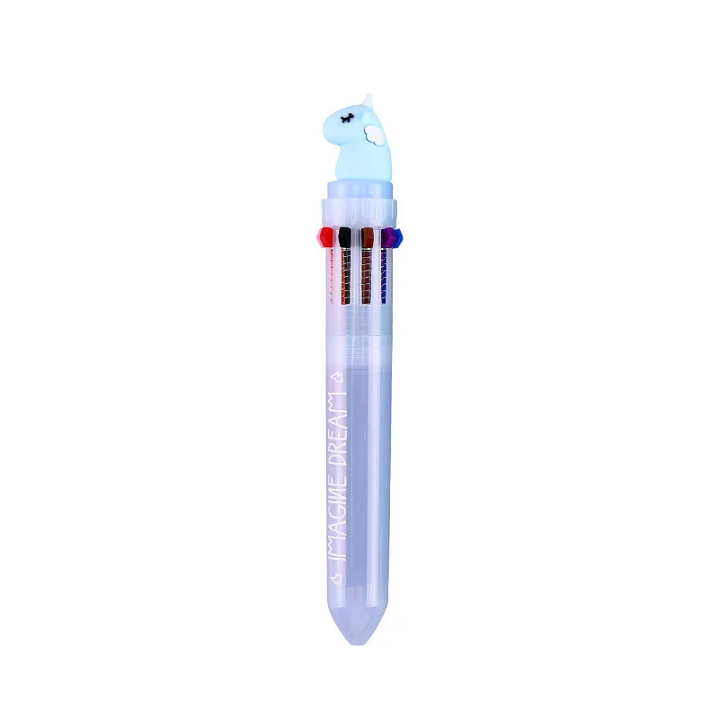 10 цветов/ручка многоцветная шариковая ручка, милый Единорог DIY принадлежности, кавайные канцелярские принадлежности для школьников