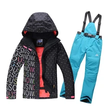 High Quality Women Ski Suit Sets Windproof Waterproof Winter Ski Jacket+Pants Warm Breathable Wearproof