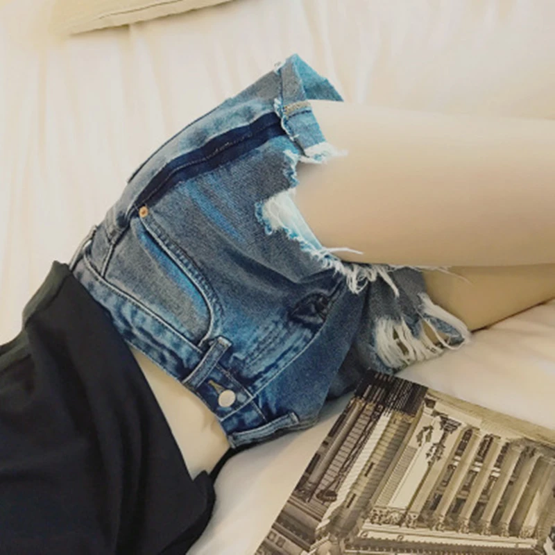 YRRETY 2018 Новое поступление Повседневное Летний Лидер продаж джинсовые Для женщин шорты высокой талией меховой подкладке ног отверстия плюс