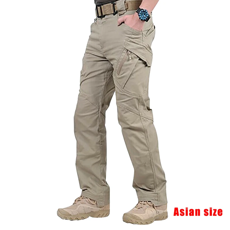 

Rugged Durability Waist Men Work Cargo Long Pants with Pockets Loose Trousers ZJ55