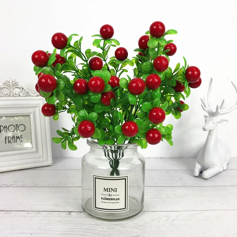 

cheap Artificial Flower Fruit Stamens Cherry Christmas Plastic Pearl Berries for Wedding DIY Gift Box Decorated Wreaths
