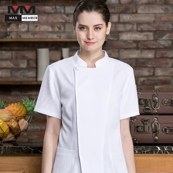 

2019 New Cook Wear Unisex Jacket Kitchen Chef Uniform Sets Food Service Short Sleeve Breathable Restaurant Men Women Clothes