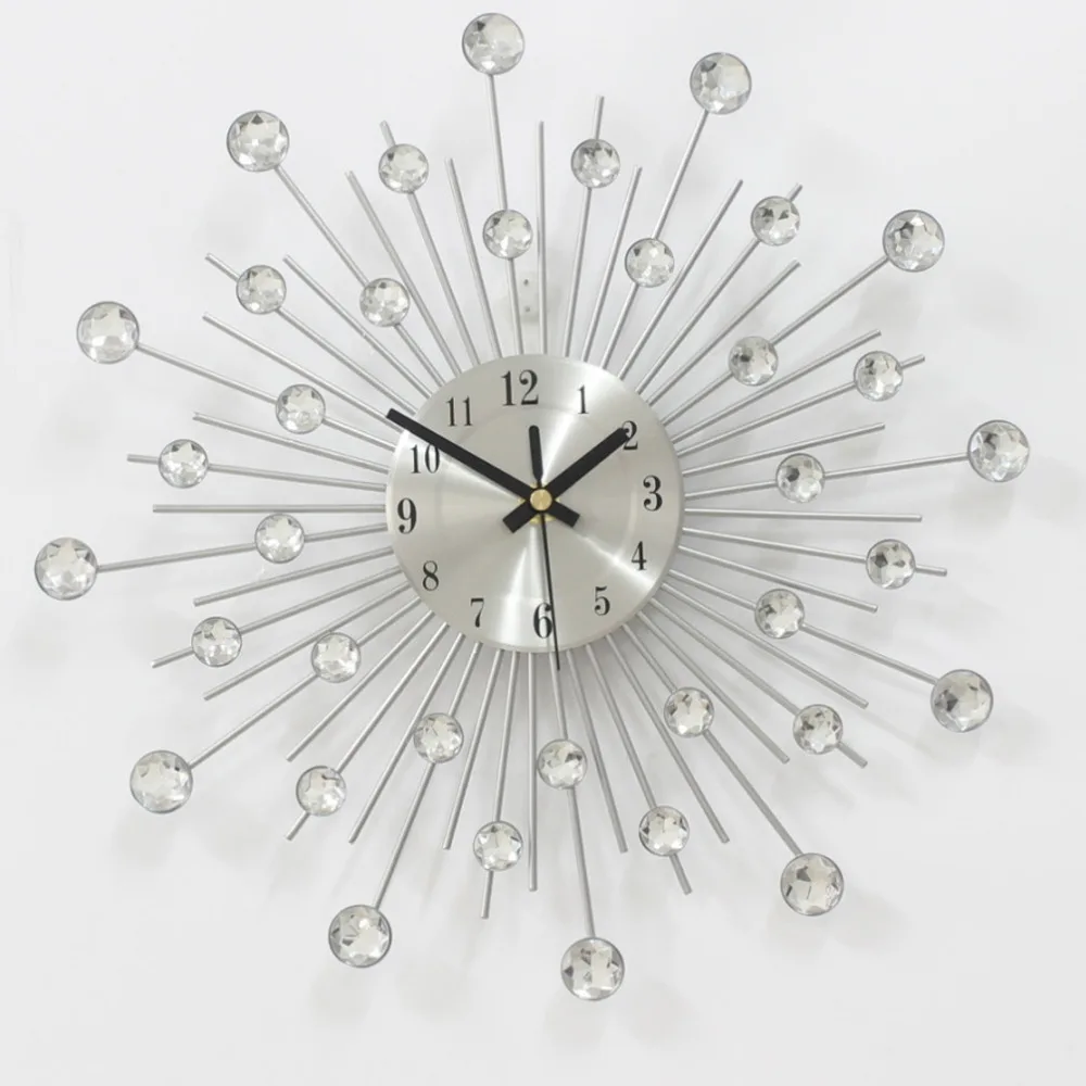 

Personalized customization diamante home decorative large wall clock quartz wrought iron wall clock for living room