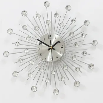 

Personalized customization diamante home decorative large wall clock quartz wrought iron wall clock for living room