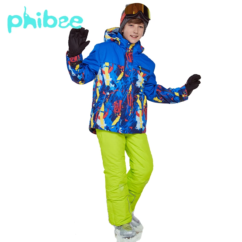 

Phibee Winter Ski Suit For Boys Clothes Warm Waterproof Windproof Snowboard Sets Winter Jacket Kids Clothes Children Clothing