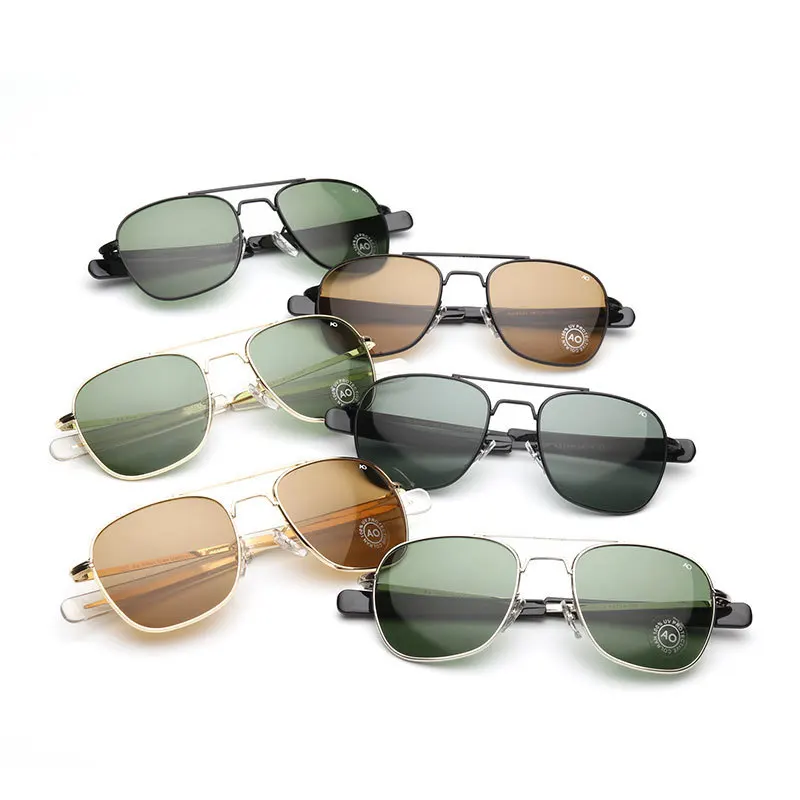 Новинка, модные армейские военные солнцезащитные очки AO Pilot, бренд es, американские оптические стеклянные линзы, солнцезащитные очки es Oculos De Sol Masculino