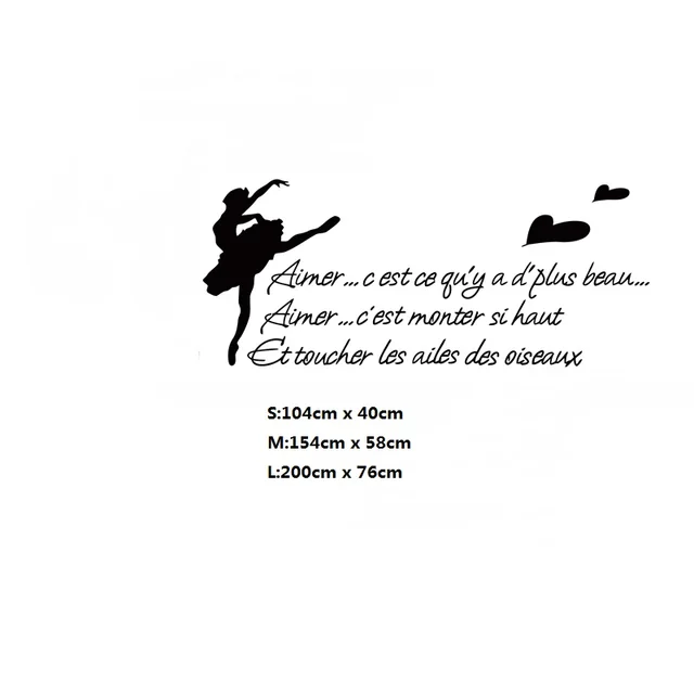 French Quotes Ballet Dancer Decoration Wall Stickers Home Decor FQ0010