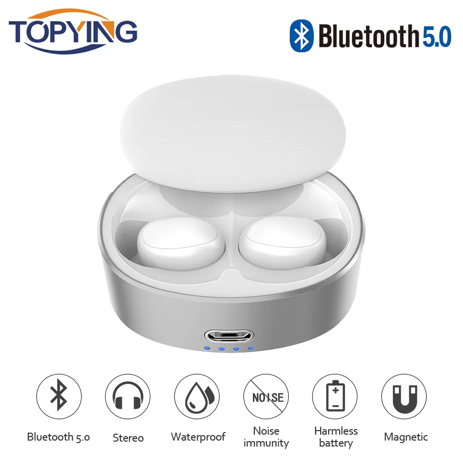 

Bluetooth Headset Earphone Wireless Earbuds Sports In-Ear Stereo Earphone Phone Headphone with Charging Box for Xiaomi Huawei