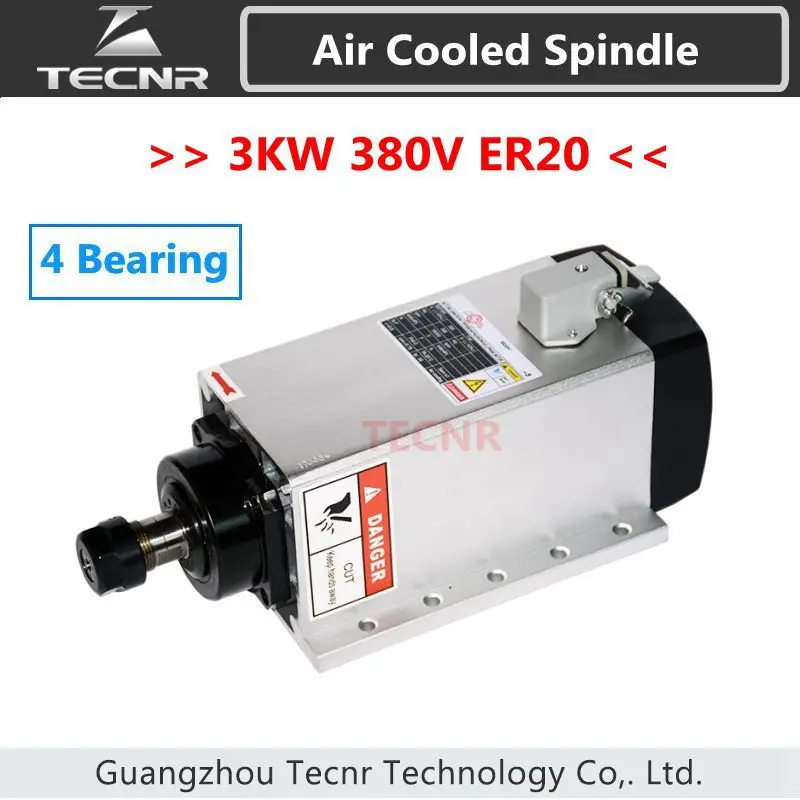 

3kw 380v air cooled spindle ER20 4pcs Bearings cnc milling machine spindle motor flanged mounting motor