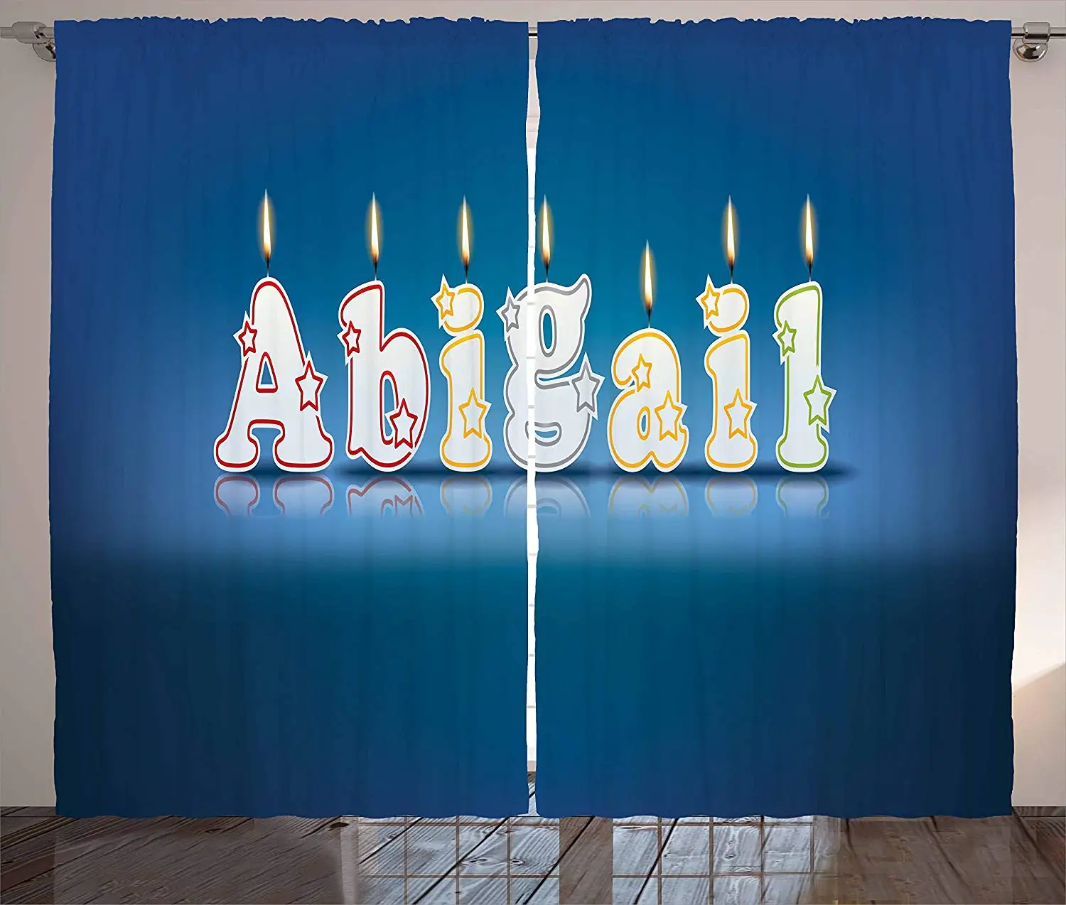 Abigail Curtains Alphabet Letters for Sweet Birthday Cake Topping on Blue Backdrop Image Window Drapes Bedroom Kitchen | Дом и сад