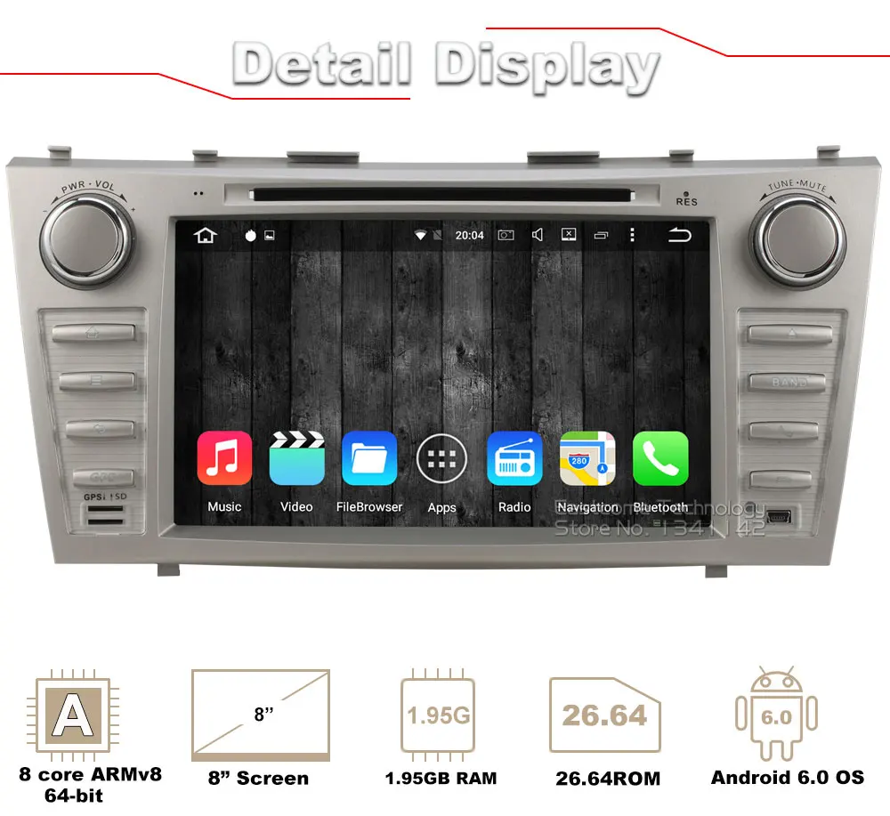 Cheap Octa Core 2 Din Android 6.01 Car DVD Automotivo For Toyota Camry 2007 2008 2009 2010 2011 With Bluetooth Radio Rear View Camera 1