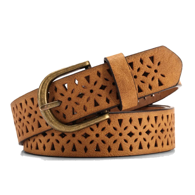 

2016 New Fashion Belt Women Pattern Hollow Buckle Thin Skin Wide Belt Cummerbund Women's Strap Dress Belt Brown waistband Luxury