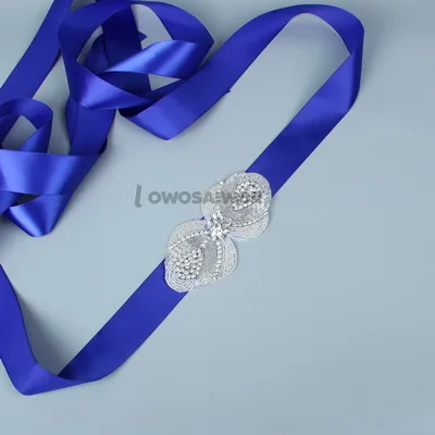 Горячая Распродажа, элегантное винтажное платье со стразами, украшенное кристаллами, на свадьбу, для невесты, на поясе, аксессуары: Саше - Цвет: Синий