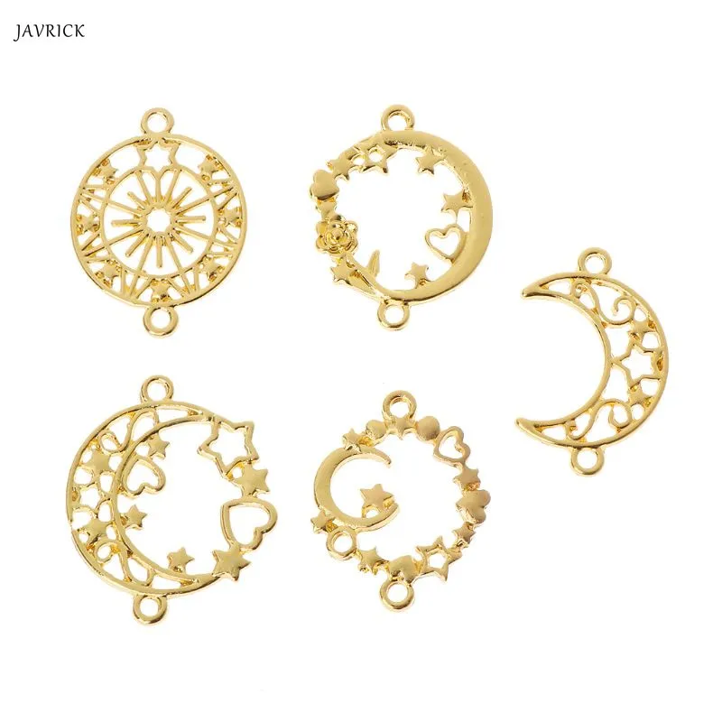 5Pcs Moon Star Metal Frame Connector Bezel Blank Setting UV Resin Jewelry Making Accessories | Украшения и аксессуары