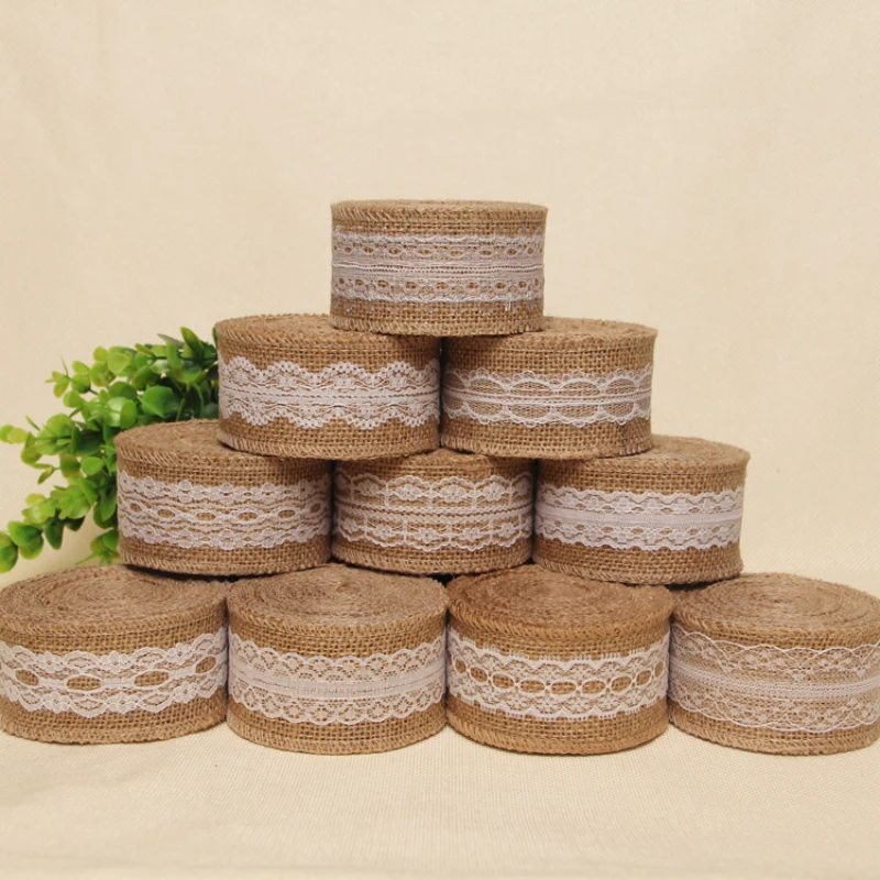 

Linen Fabric Ribbon Lace DIY Wedding Bouquet Craft Sewing Supply Apparel Accessories Home Decoration Gift Packaging Material