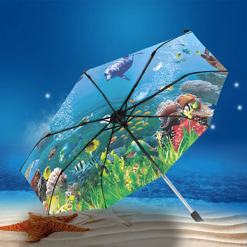 

Susino Sea Umbrella UV Protection 8 Ribs Manual Open Close Metal Pongee Black Coating Three-folding Rain Sun Umbrella DIY