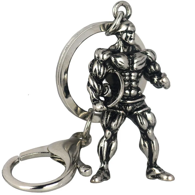 

MDNEN Dumbbell Strong Man Keychain Workout Fitness Key Chains For Car Wallet Keys Weight Plate Pendant Men Sports