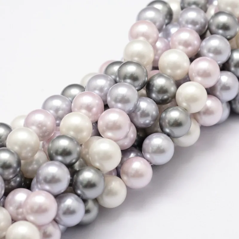 8 мм круглые жемчужные бусины для браслетов, сережек, ожерелья, для изготовления класса А, красочное отверстие: 1 мм; около 54 шт/прядь, 16"