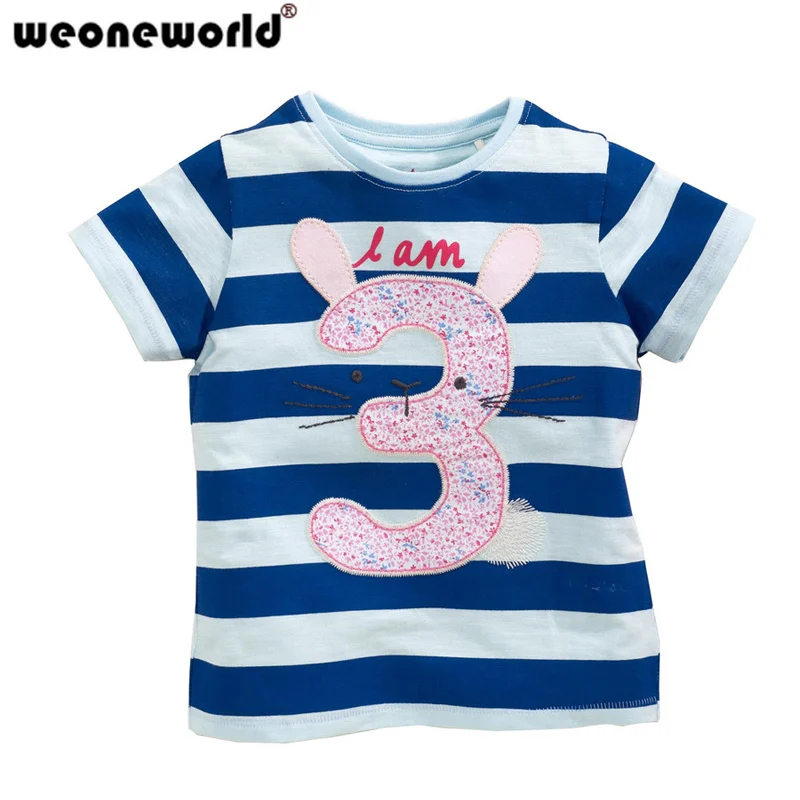 

WEONEWORLD New 2018 Quality 100% Cotton Branded Baby Girls T-Shirts Kids Clothes Short Tees t Shirts Girls Summer Age 2~7