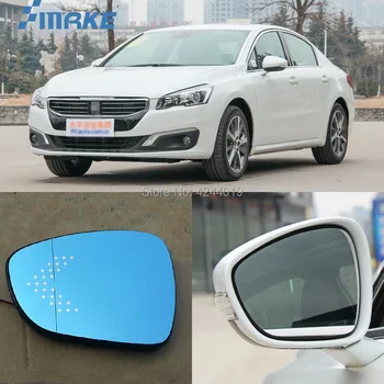 

smRKE For Peugeot 508 Car Rearview Mirror Wide Angle Hyperbola Blue Mirror Arrow LED Turning Signal Lights