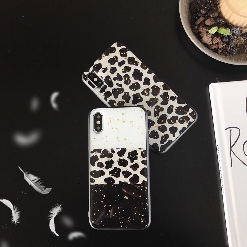 

Fashion Leopard Print phone case for iphone XS MAX XR X case for iphone 6 6s 7 8 plus back cover glitter luxury soft cases capa