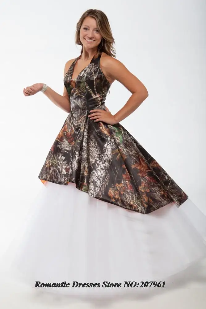 Romantic 2016 New Hot Sale Camouflage Wedding Dresses Halter Bridal