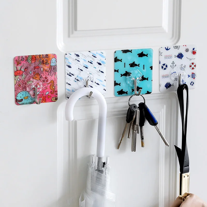 

Cute Cartoon Strong Sticky Hooks Hangers Organizer Wall Hanging Self-adhesive Heavy Duty Hooks Decor Hooks for Kitchen Bathroom