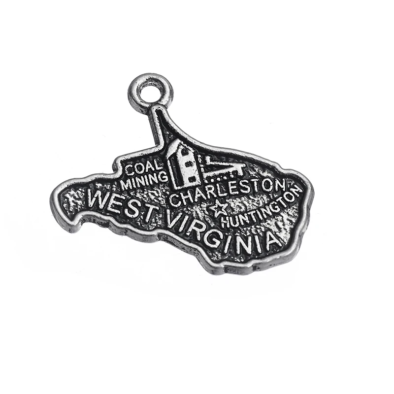 Wholesale-2-Style-Antique-Silver-West-Virginia-State-USA-Map-Dangle-Charms-DIY-For-Bracelet-Jewelry