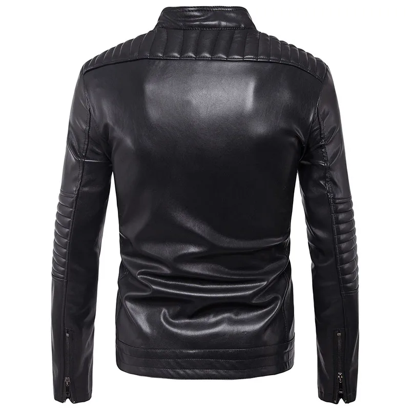 Мужская мотоциклетная куртка из ПУ кожи с воротником стойкой|jacket casual|casual coatautumn men