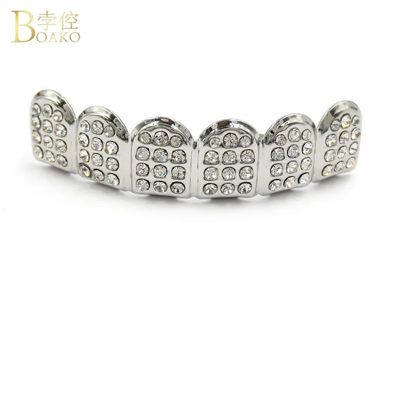 BOAKO хип-хоп золотые зубы Grillz Iced Out CZ зубы шапки верхние и нижние грили стоматологические рот панк вечерние зубные Рэппер Украшения для тела