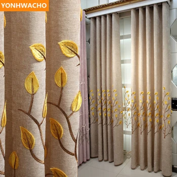 

Custom curtains Embossed embroidery high-grade simple modern pastoral living room coffee cloth blackout curtain tulle drape B264