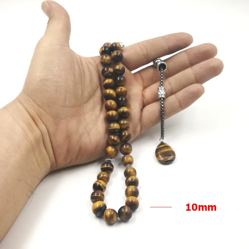 Tasbih стиль тигровые глаза натуральный камень четки ислам стиль молитвенные бусы 33 66 99 Бусы Tasbih молитва