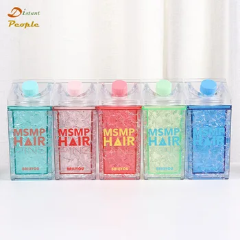 

Simple Alphabet Glass Sport Water Bottle 400ml Portable Milk Box Shape Drinking Bottle BPA Free Coffee Beer Drinkware