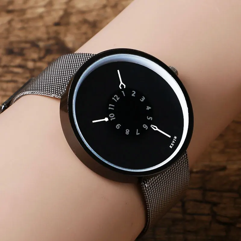 

KEVIN Luxury Black/White Dial Creative Women Men Wrist Watch With Mesh Stainless Steel Strap Band Msns Watches Womens W22060