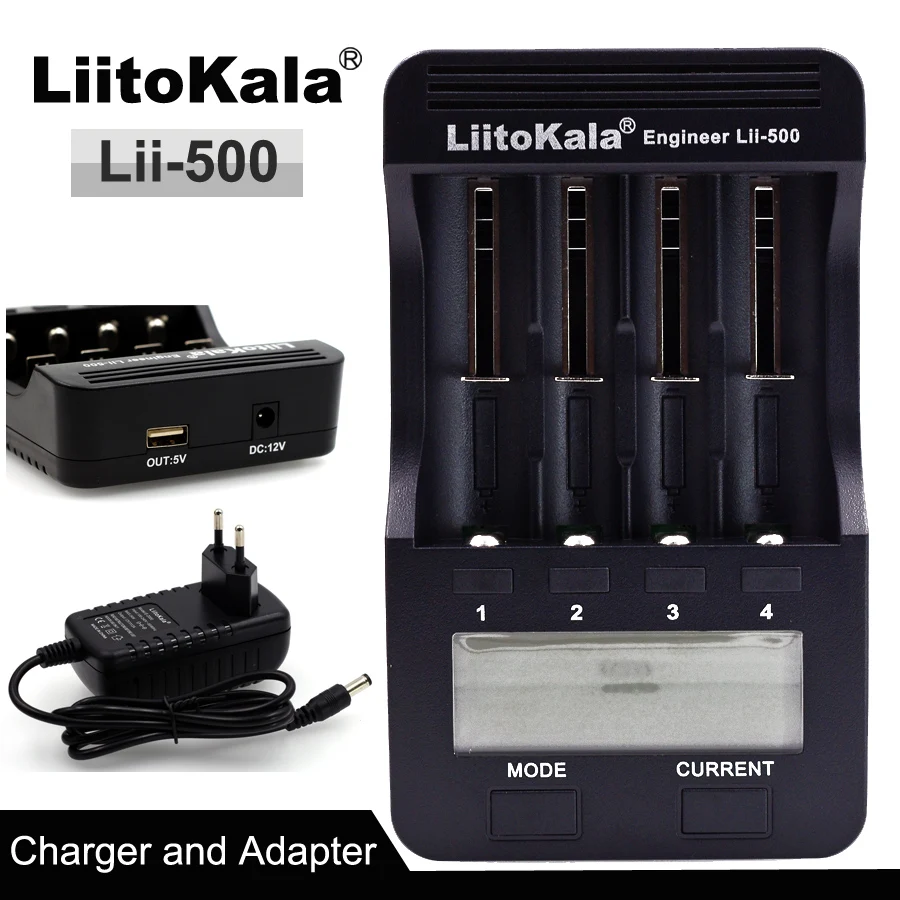 Умное устройство для зарядки никель-металлогидридных аккумуляторов от компании Liitokala: Lii-500 ЖК-дисплей 18650 18350 18500 16340 17500 25500 10440 14500 26650 1,2 V AA AAA зарядное устройство для никель-металл-гидридных и литиевых 3,7 V батарея Зарядное устройство