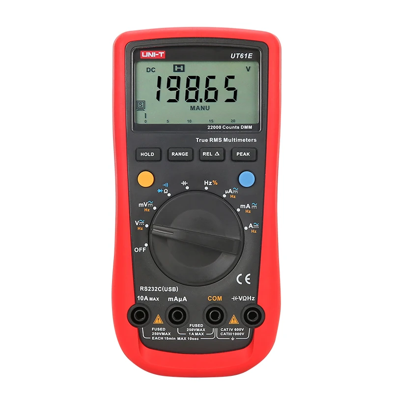 UNI-T UT61E Digital Multimeter Meter Ture RMS Auto Range AC DC Voltage Tester 22000 Counts Data Hold High Reliability