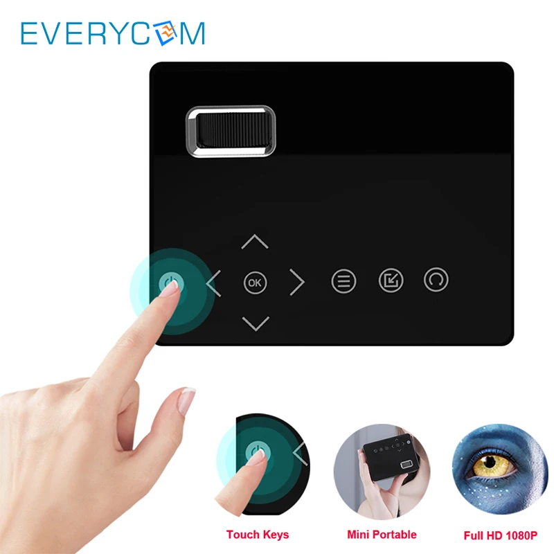 

Everycom T200 Mini Projector Touch Keys HDMI USB AV Video Game Portable Projector LED Beamer For Camping Travel Home Theater