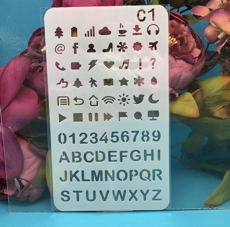 

A6 Alphabet Icon DIY Layering Stencils Wall Painting Scrapbook Coloring Embossing Album Decorative Paper Template