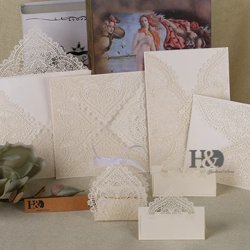 

48PC/lot Crown Laser Wedding Invitation Party Table Name Place Cards Candy Boxes Birthday Party Invitation Card